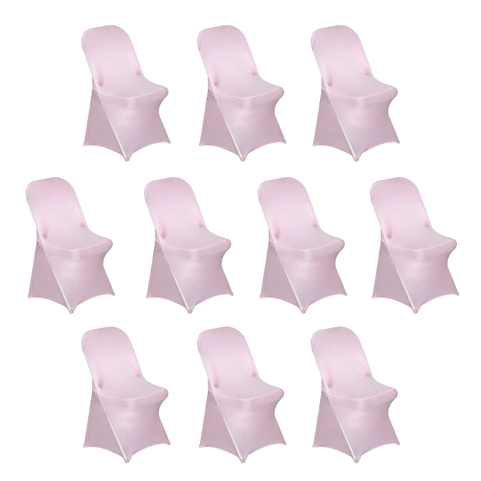 10 Pack Pink Spandex Folding Slip On Chair Covers, Stretch Fitted Chair Covers - 160 GSM