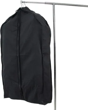 100% Cotton Black Canvas Gusseted Garment Bag, Short Length for 4-5 Suits