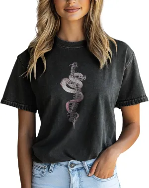 100% Cotton Tshirt for Women Graphic Print Short Sleeve Crewneck Casual Funny 2025 Summer Boho Tunis Tops