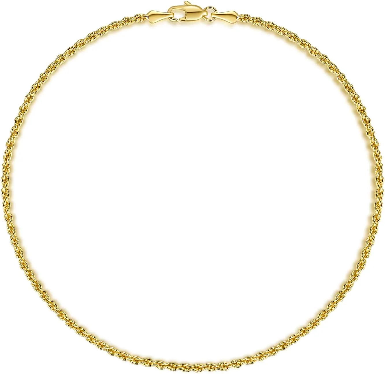 14K Gold Ankle Bracelet for Women Waterproof Rope Chain Ankle Bracelet for Men 2mm Thin Gold Anklets Jewelry for Women & Men 9/10/11in