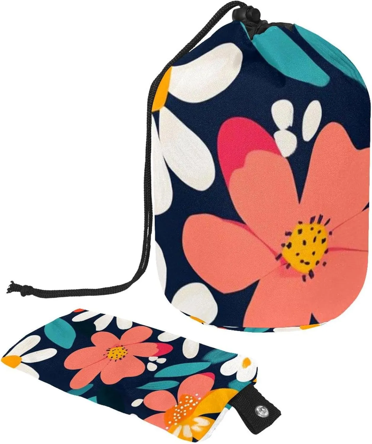 2 Pcs Cosmetic Bag bucket Travel Makeup Bags Large Capacity Soft Waterproof Portable Drawstring Cosmetic Bag, Abstract Cute Style Flowers 51
