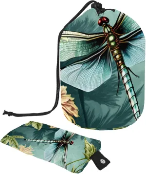 2 Pcs Cosmetic Bag bucket Travel Makeup Bags Large Capacity Soft Waterproof Portable Drawstring Cosmetic Bag, Aesthetic Blue Dragonfly