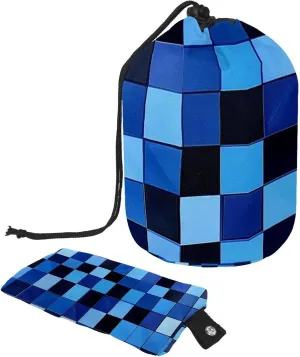 2 Pcs Cosmetic Bag bucket Travel Makeup Bags Large Capacity Soft Waterproof Portable Drawstring Cosmetic Bag, Art Blue Checkerboard Pattern 67