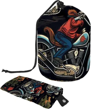 2 Pcs Cosmetic Bag bucket Travel Makeup Bags Large Capacity Soft Waterproof Portable Drawstring Cosmetic Bag, Art Floral Motorcycle