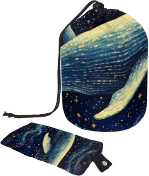 2 Pcs Cosmetic Bag bucket Travel Makeup Bags Large Capacity Soft Waterproof Portable Drawstring Cosmetic Bag, Art Galaxy Whale