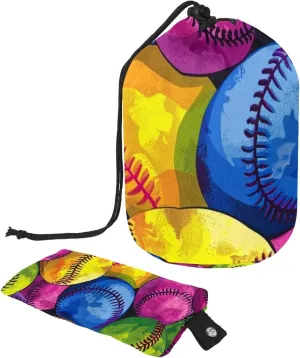 2 Pcs Cosmetic Bag bucket Travel Makeup Bags Large Capacity Soft Waterproof Portable Drawstring Cosmetic Bag, Art Multicolor Softballs