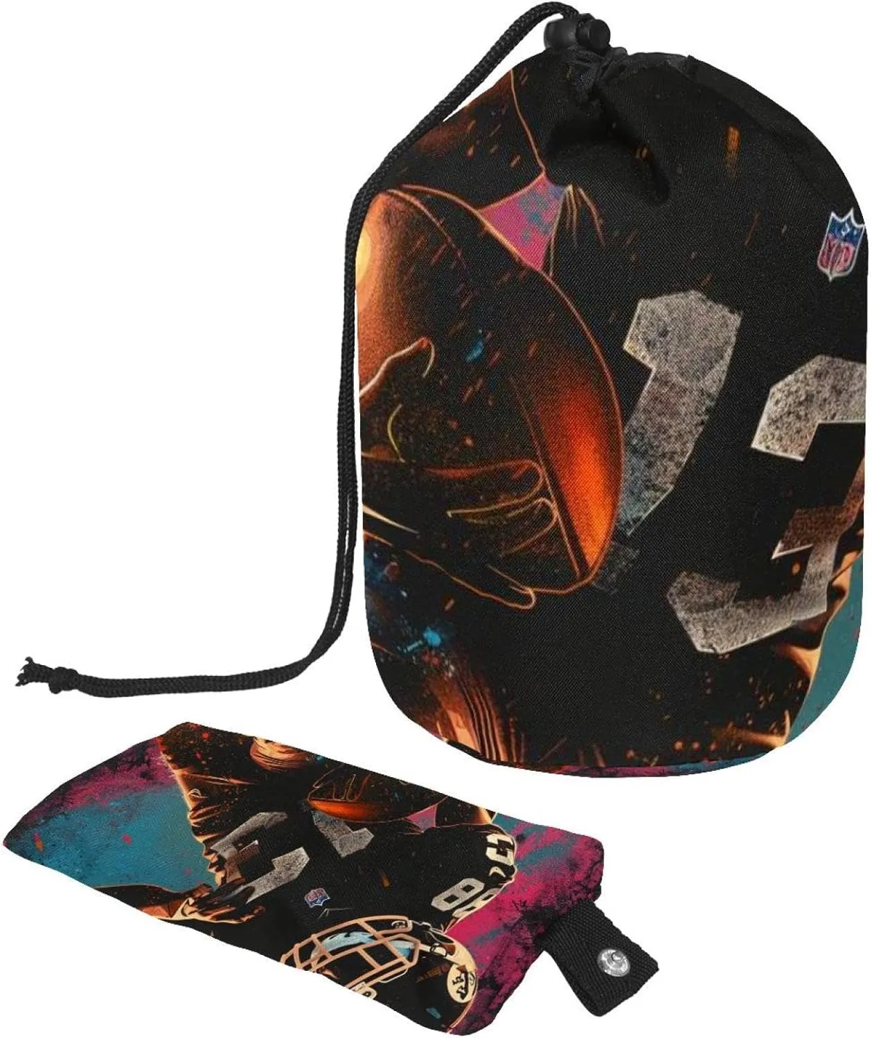 2 Pcs Cosmetic Bag bucket Travel Makeup Bags Large Capacity Soft Waterproof Portable Drawstring Cosmetic Bag, Art Players Football