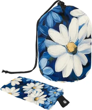 2 Pcs Cosmetic Bag bucket Travel Makeup Bags Large Capacity Soft Waterproof Portable Drawstring Cosmetic Bag, Art Watercolor Daisy Flowers 11
