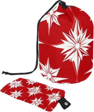 2 Pcs Cosmetic Bag bucket Travel Makeup Bags Large Capacity Soft Waterproof Portable Drawstring Cosmetic Bag, Art White Star Red Background 15
