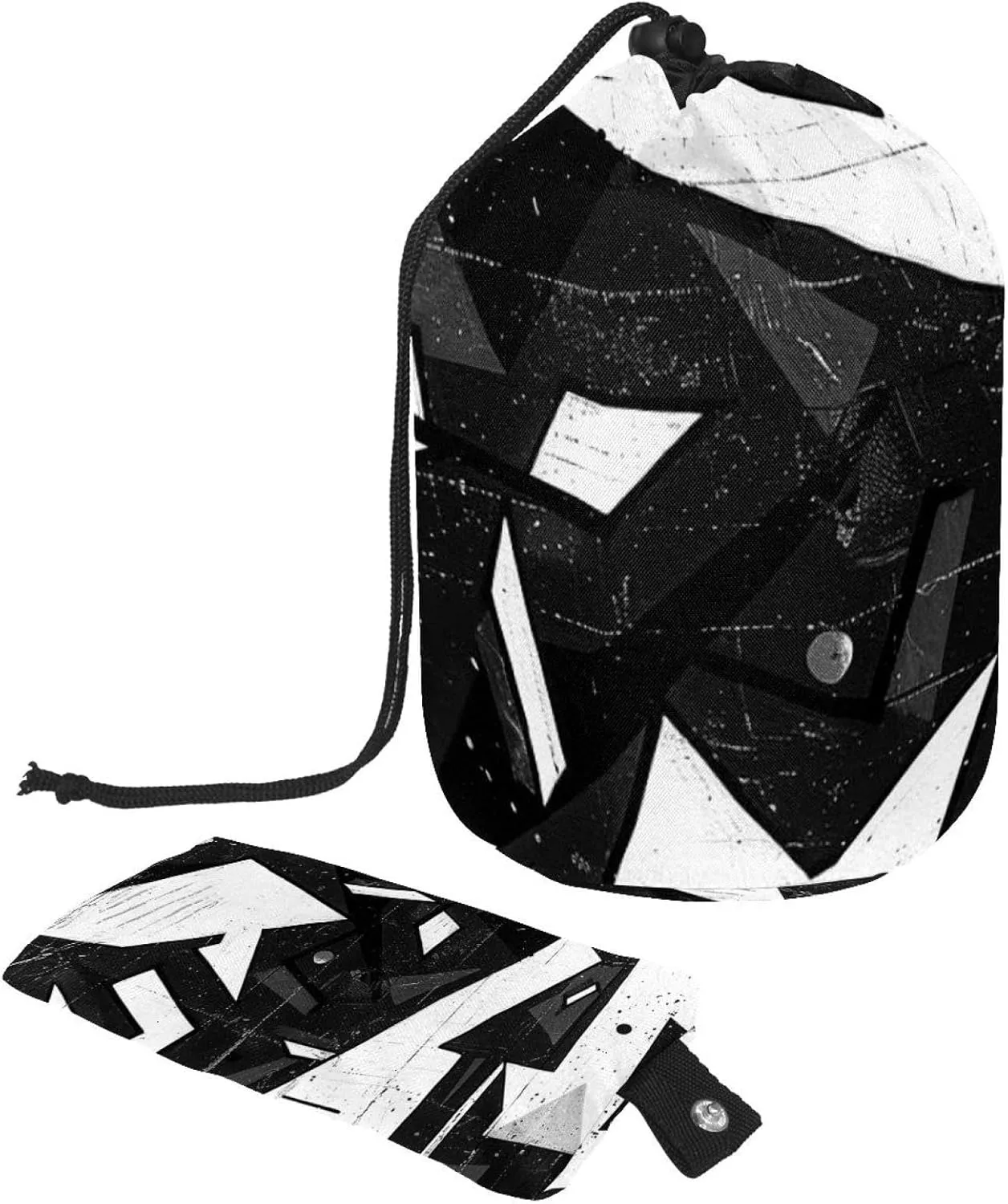 2 Pcs Cosmetic Bag bucket Travel Makeup Bags Large Capacity Soft Waterproof Portable Drawstring Cosmetic Bag, Black and White Graffiti