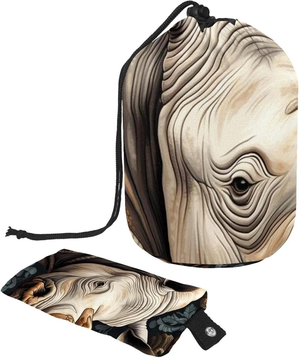 2 Pcs Cosmetic Bag bucket Travel Makeup Bags Large Capacity Soft Waterproof Portable Drawstring Cosmetic Bag, Brown Giant Rhino 63
