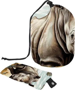 2 Pcs Cosmetic Bag bucket Travel Makeup Bags Large Capacity Soft Waterproof Portable Drawstring Cosmetic Bag, Bush Rhino 51