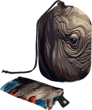 2 Pcs Cosmetic Bag bucket Travel Makeup Bags Large Capacity Soft Waterproof Portable Drawstring Cosmetic Bag, Cartoon Red-horned Rhino 27