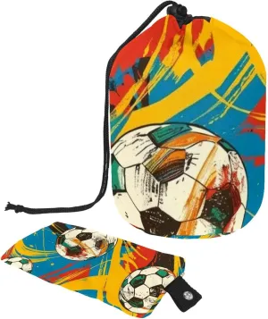2 Pcs Cosmetic Bag bucket Travel Makeup Bags Large Capacity Soft Waterproof Portable Drawstring Cosmetic Bag, Colorful Soccer Print