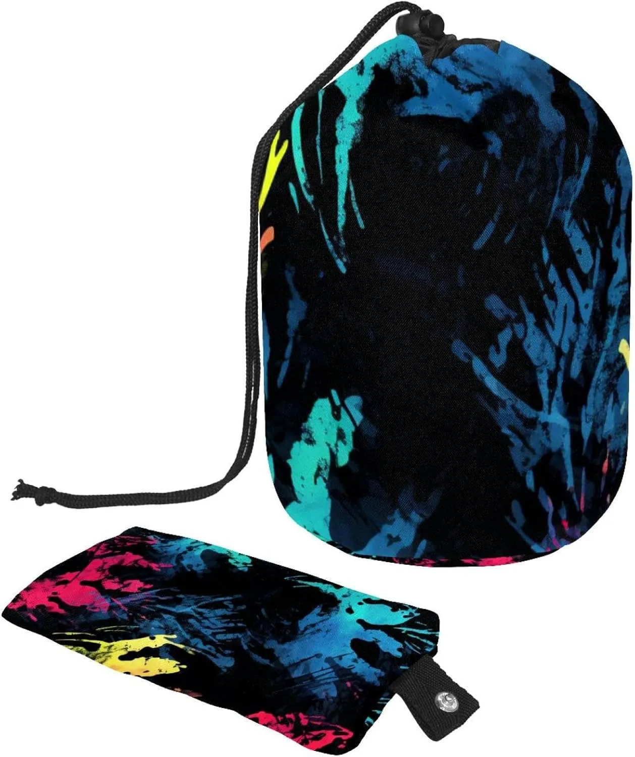 2 Pcs Cosmetic Bag bucket Travel Makeup Bags Large Capacity Soft Waterproof Portable Drawstring Cosmetic Bag, Cool Horror Paw Print Pop Art