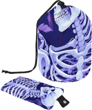 2 Pcs Cosmetic Bag bucket Travel Makeup Bags Large Capacity Soft Waterproof Portable Drawstring Cosmetic Bag, Cool Punk Skeleton