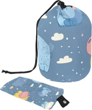 2 Pcs Cosmetic Bag bucket Travel Makeup Bags Large Capacity Soft Waterproof Portable Drawstring Cosmetic Bag, Cute Colorful Little Hippo