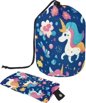 2 Pcs Cosmetic Bag bucket Travel Makeup Bags Large Capacity Soft Waterproof Portable Drawstring Cosmetic Bag, Cute Galaxy Unicorn