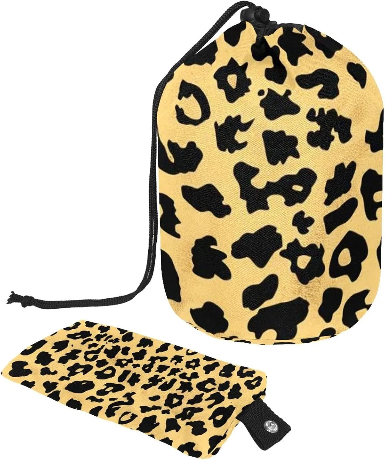 2 Pcs Cosmetic Bag bucket Travel Makeup Bags Large Capacity Soft Waterproof Portable Drawstring Cosmetic Bag, Cute Leopard Print.jpg