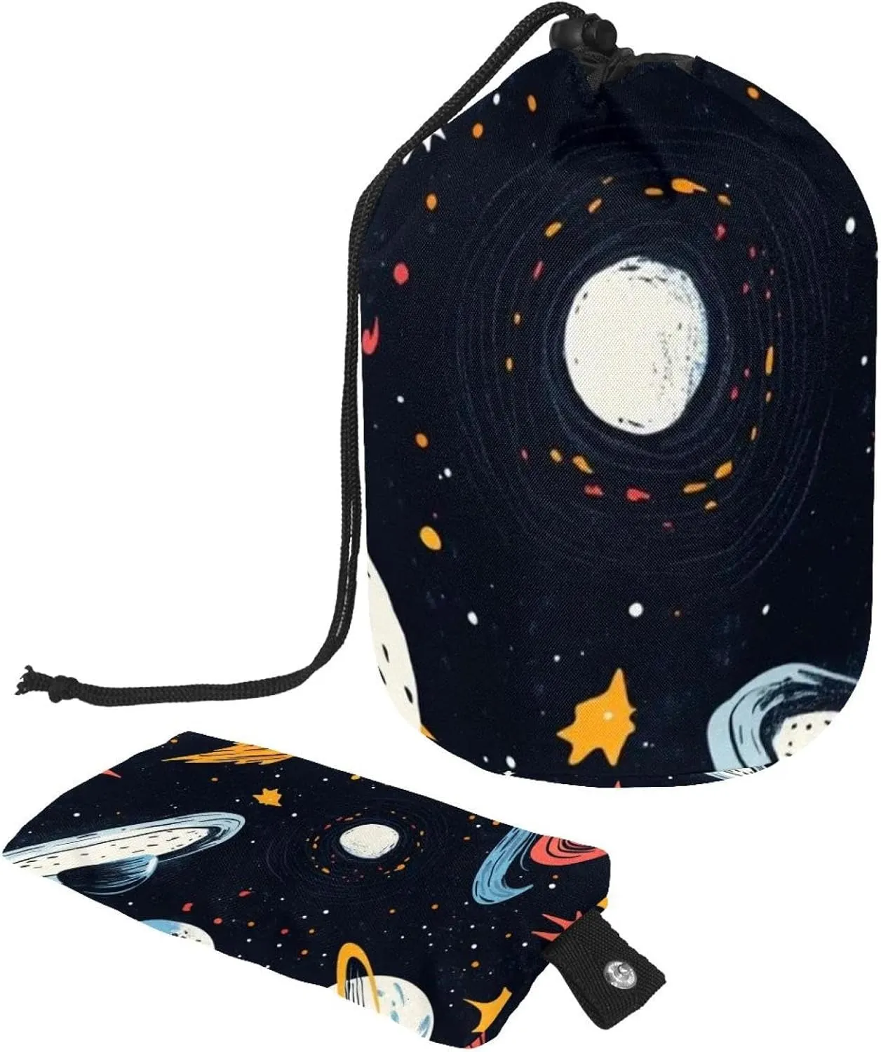 2 Pcs Cosmetic Bag bucket Travel Makeup Bags Large Capacity Soft Waterproof Portable Drawstring Cosmetic Bag, Fun Outer Space 7