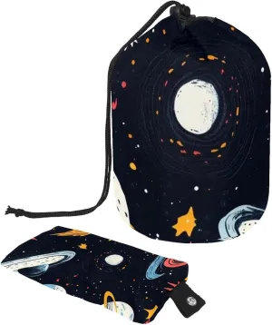 2 Pcs Cosmetic Bag bucket Travel Makeup Bags Large Capacity Soft Waterproof Portable Drawstring Cosmetic Bag, Fun Outer Space 7