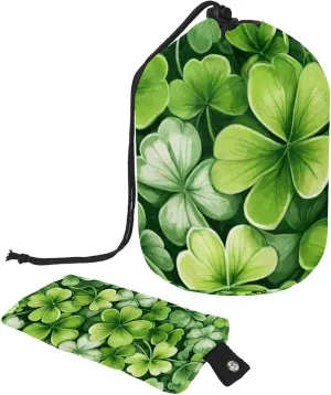 2 Pcs Cosmetic Bag bucket Travel Makeup Bags Large Capacity Soft Waterproof Portable Drawstring Cosmetic Bag, Green Four Leaf Clover