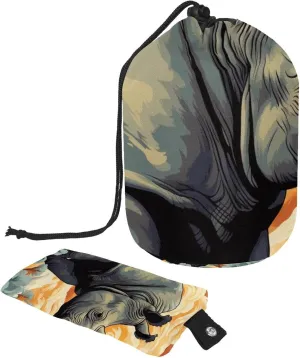 2 Pcs Cosmetic Bag bucket Travel Makeup Bags Large Capacity Soft Waterproof Portable Drawstring Cosmetic Bag, Hand-painted Rhino 27
