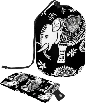 2 Pcs Cosmetic Bag bucket Travel Makeup Bags Large Capacity Soft Waterproof Portable Drawstring Cosmetic Bag, Indian Elephant Black