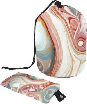2 Pcs Cosmetic Bag bucket Travel Makeup Bags Large Capacity Soft Waterproof Portable Drawstring Cosmetic Bag, Pink Blue Marble Texture