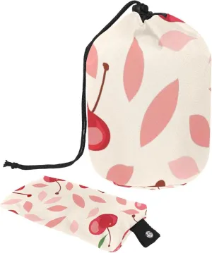 2 Pcs Cosmetic Bag bucket Travel Makeup Bags Large Capacity Soft Waterproof Portable Drawstring Cosmetic Bag, Pink Red Mini Cherry