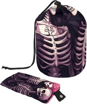 2 Pcs Cosmetic Bag bucket Travel Makeup Bags Large Capacity Soft Waterproof Portable Drawstring Cosmetic Bag, Pink Rose Skull Couple
