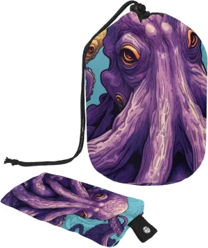 2 Pcs Cosmetic Bag bucket Travel Makeup Bags Large Capacity Soft Waterproof Portable Drawstring Cosmetic Bag, Pop Art Purple Octopus