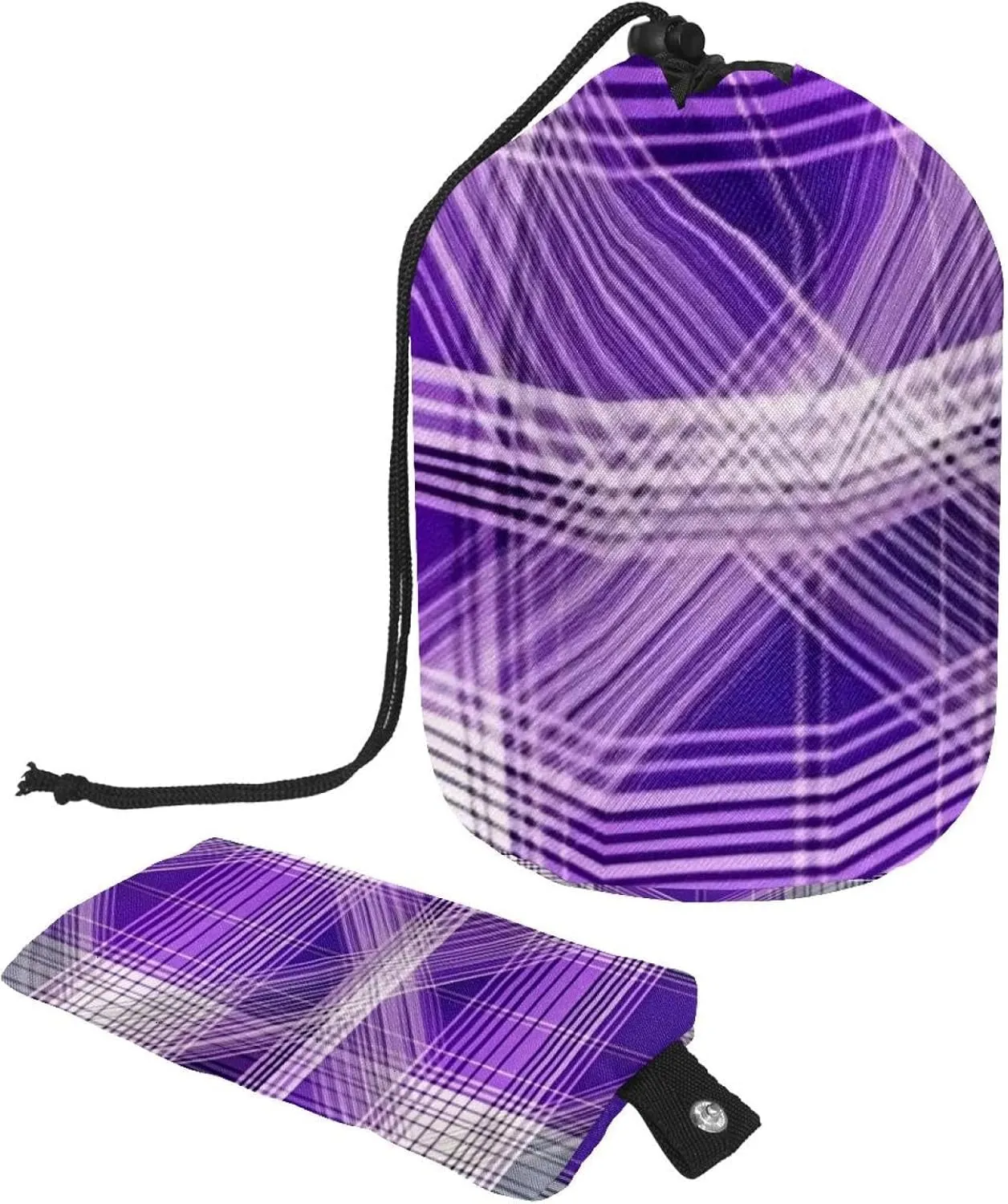 2 Pcs Cosmetic Bag bucket Travel Makeup Bags Large Capacity Soft Waterproof Portable Drawstring Cosmetic Bag, Purple Retro Checkerboard 23