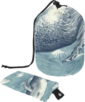2 Pcs Cosmetic Bag bucket Travel Makeup Bags Large Capacity Soft Waterproof Portable Drawstring Cosmetic Bag, Retro Ocean Whales