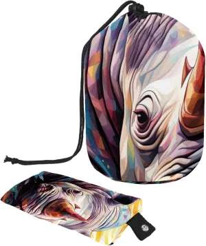 2 Pcs Cosmetic Bag bucket Travel Makeup Bags Large Capacity Soft Waterproof Portable Drawstring Cosmetic Bag, Rhino Colors Oil Paint 15