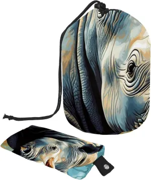 2 Pcs Cosmetic Bag bucket Travel Makeup Bags Large Capacity Soft Waterproof Portable Drawstring Cosmetic Bag, Rhino Pattern 15