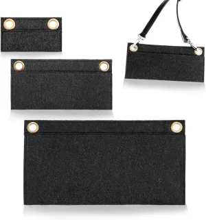 3 PCS Purse Organizer Insert, 3 Sizes Felt Purse Organizer Insert Bag Purses Liner Small Makeup Bag Pouch Cosmetic Bags Purses Accessories Travel Kit Storage Pouch for Women (Black)