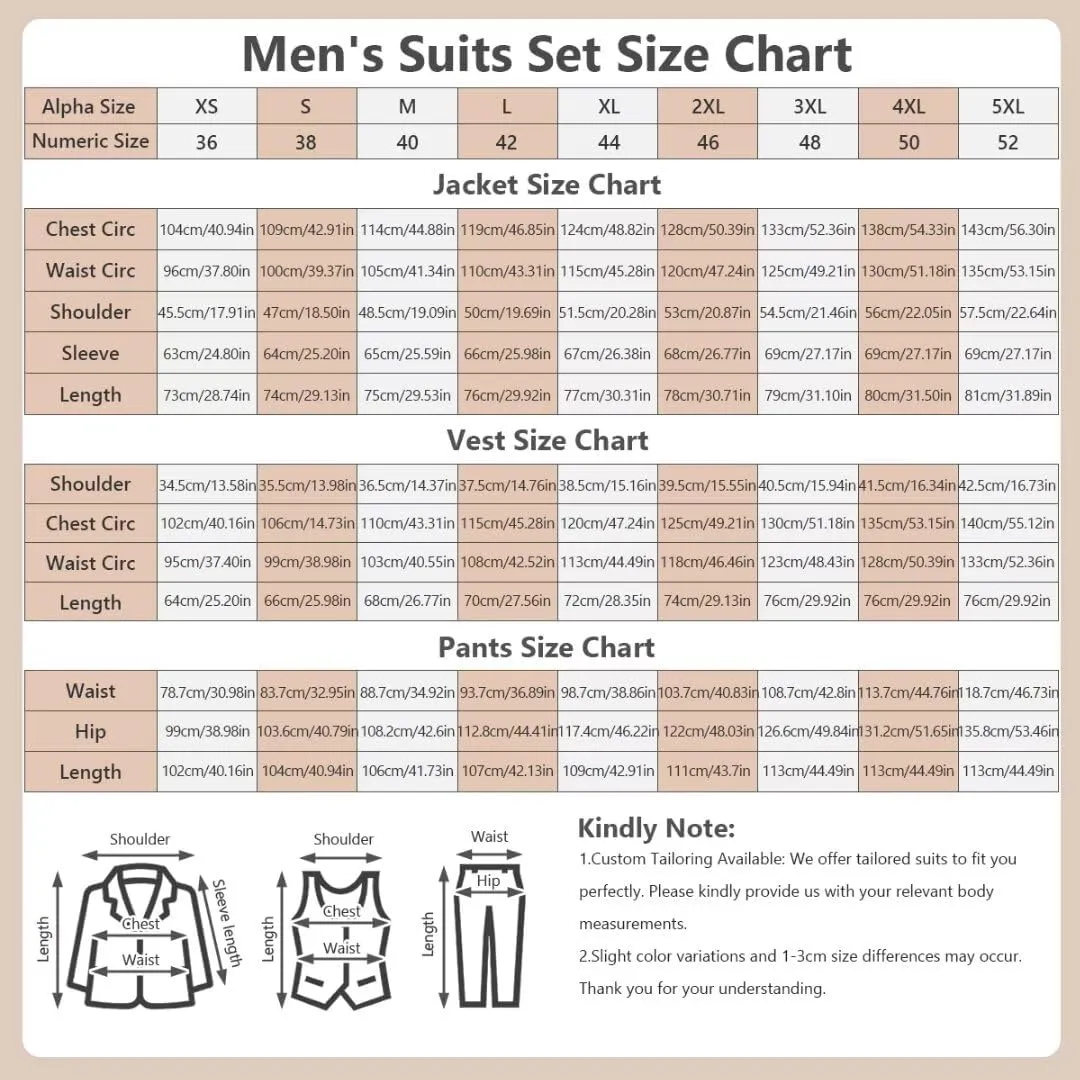 3 Piece Summer Linen Suits for Men, Men's Slim Fit Suit Set Two Buttons Casual Solid Blazers Vest Pants Set for Wedding Party