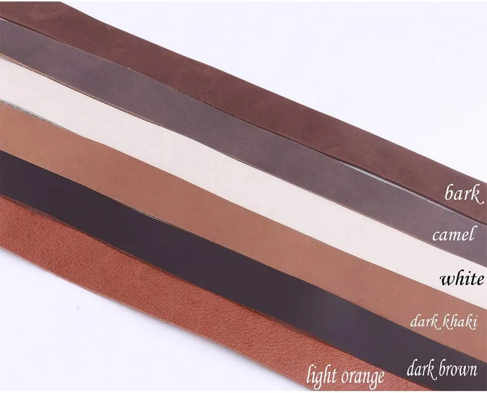 3/4" Full Grain Leather Purse Strap,Leather for Belt,Italian Natural Leather,Flat Calf Leather Strip,Cowhide Leather Handle,Leather Bag Straps 60" (Saddle Brown)