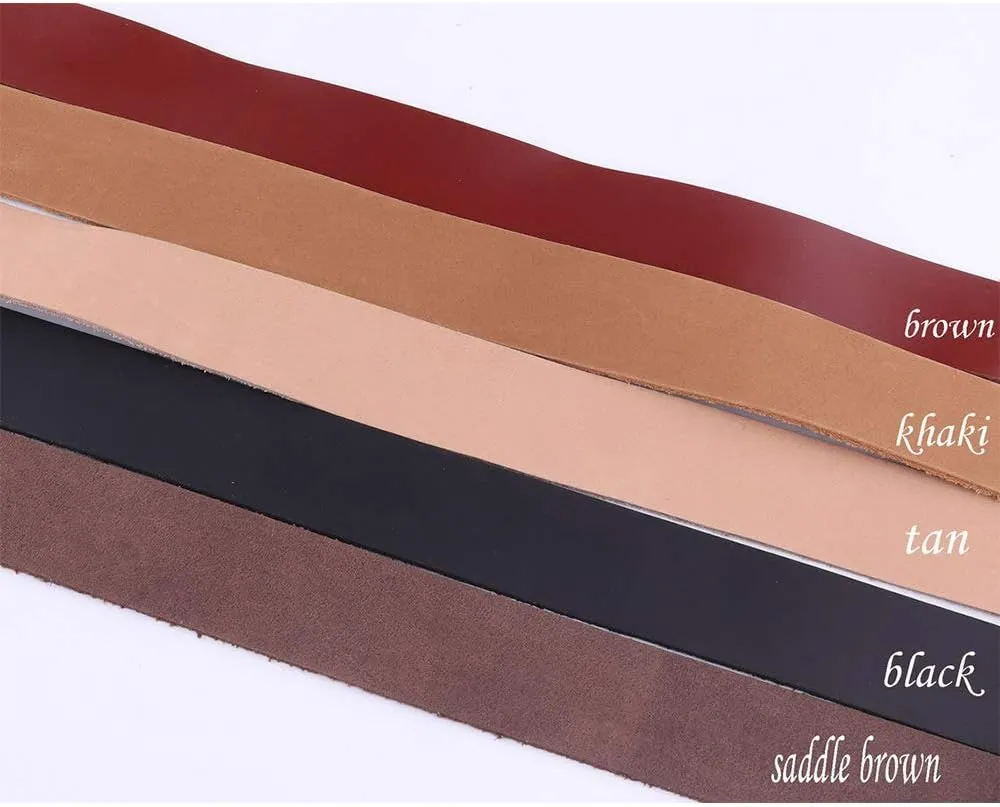 3/4" Full Grain Leather Purse Strap,Leather for Belt,Italian Natural Leather,Flat Calf Leather Strip,Cowhide Leather Handle,Leather Bag Straps 60" (Saddle Brown)