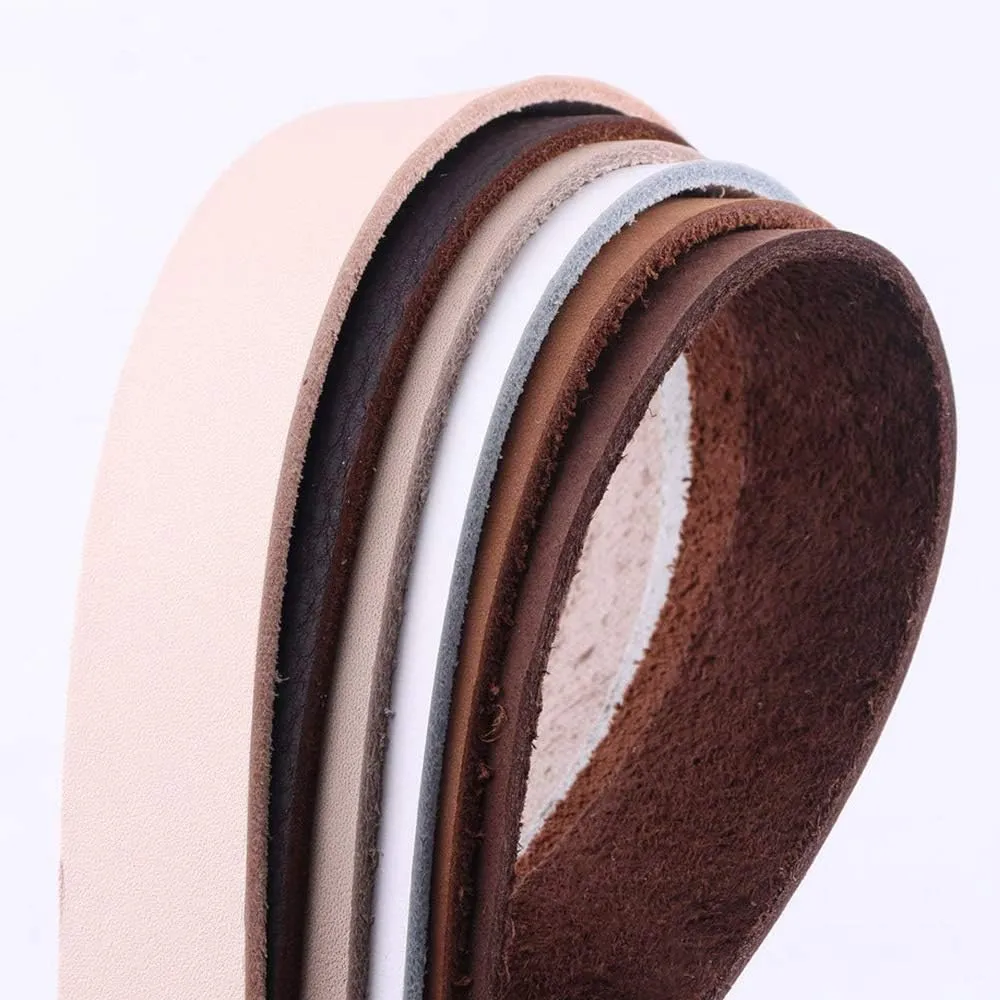 3/4" Full Grain Leather Purse Strap,Leather for Belt,Italian Natural Leather,Flat Calf Leather Strip,Cowhide Leather Handle,Leather Bag Straps 60" (Saddle Brown)