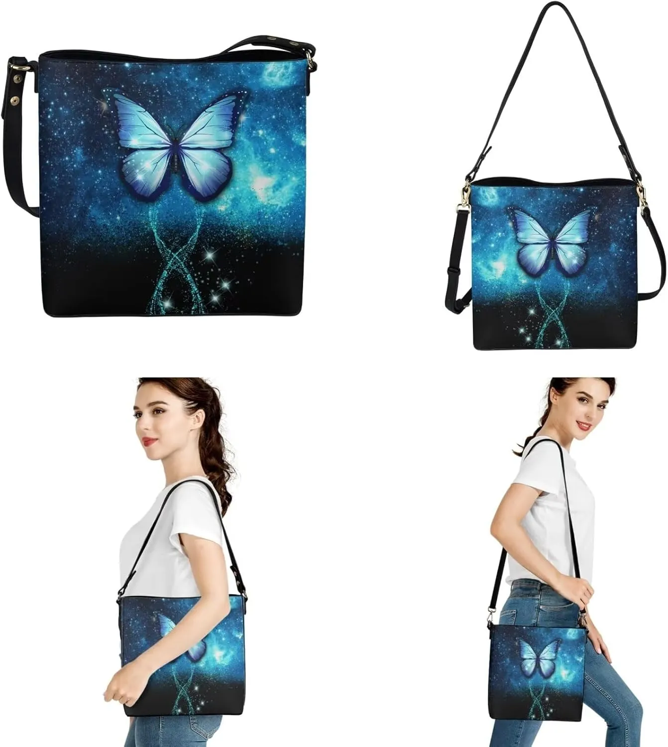 3Pcs Saddle Bags Set Shoulder Bag Satchel Bags for Women Purses for Women Key Holder
