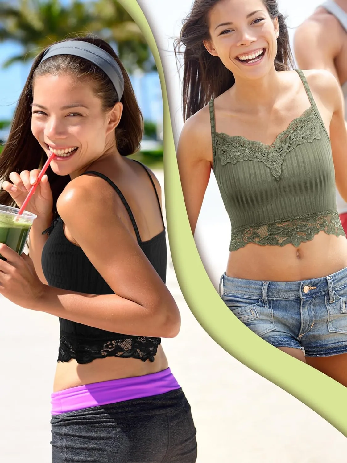 6 Pack Fairy Grunge Y2K Tops, Lace Patchwork Crop Tops Ribbed Knitted Cropped Cami Tank Top Y2K Clothing for Women Girls