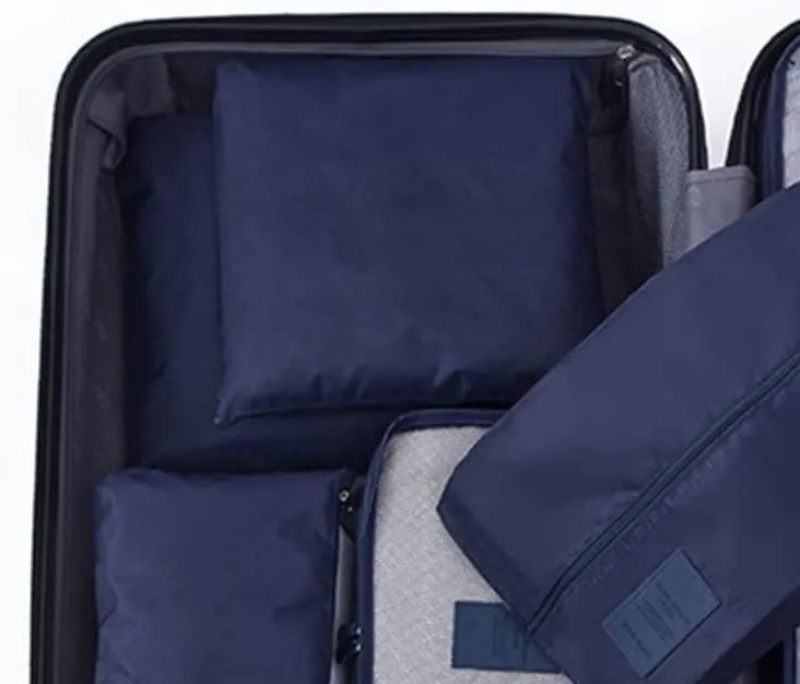 7 Set Packing Cubes Oxford Cloth Luggage Packing Cubes Durability Longevity Firm Durability for Travel (Cyan)