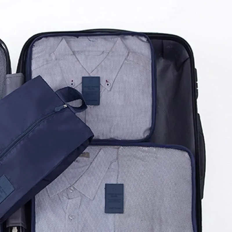 7 Set Packing Cubes Oxford Cloth Luggage Packing Cubes Durability Longevity Firm Durability for Travel (Cyan)