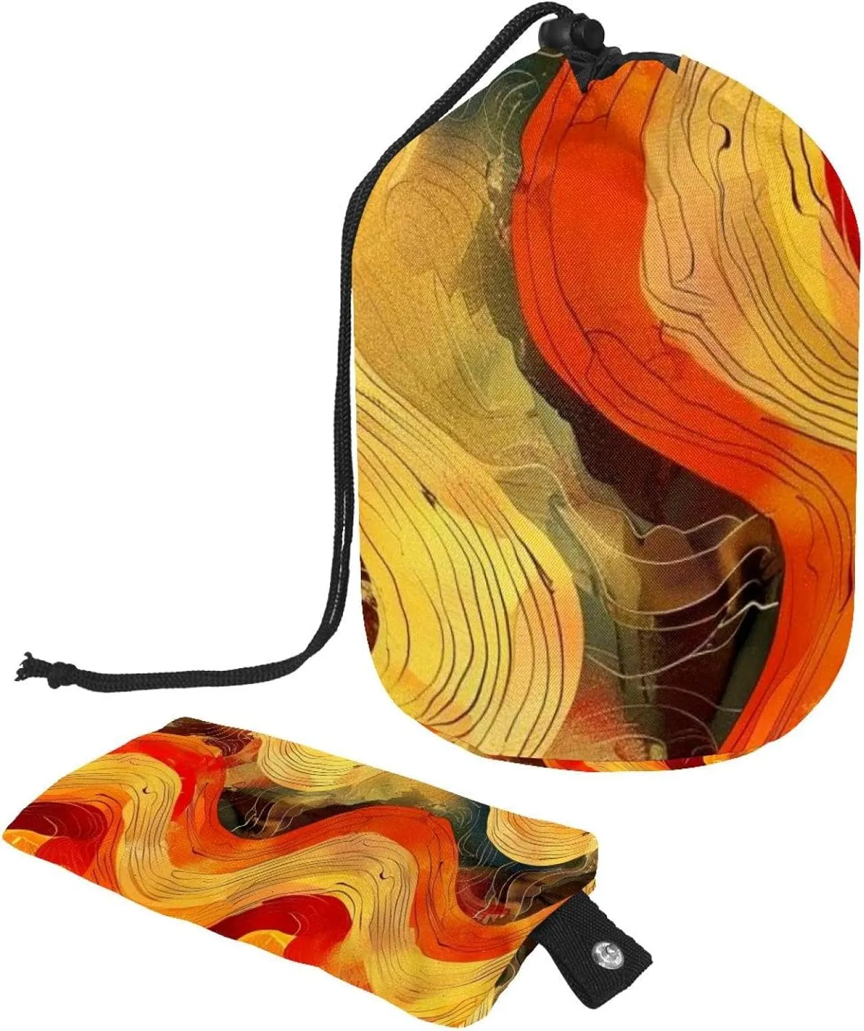 Abstract Art Letters Travel Cosmetic Bags Makeup Bag for Women, Foldable Drawstring Travel Cosmetic Bags, Portable Toiletry Bucket Bag