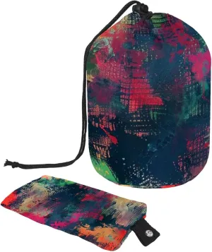 Abstract Colors Print Travel Cosmetic Bags Makeup Bag for Women, Foldable Drawstring Travel Cosmetic Bags, Portable Toiletry Bucket Bag