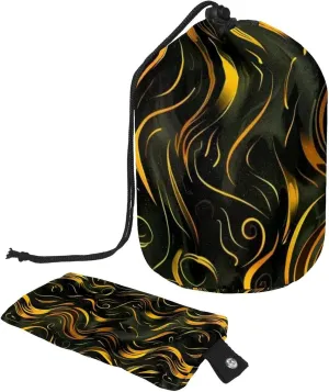 Abstract Golden Fire Travel Cosmetic Bags Makeup Bag for Women, Foldable Drawstring Travel Cosmetic Bags, Portable Toiletry Bucket Bag