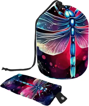 Aesthetic Dragonfly Travel Cosmetic Bags Makeup Bag for Women, Foldable Drawstring Travel Cosmetic Bags, Portable Toiletry Bucket Bag