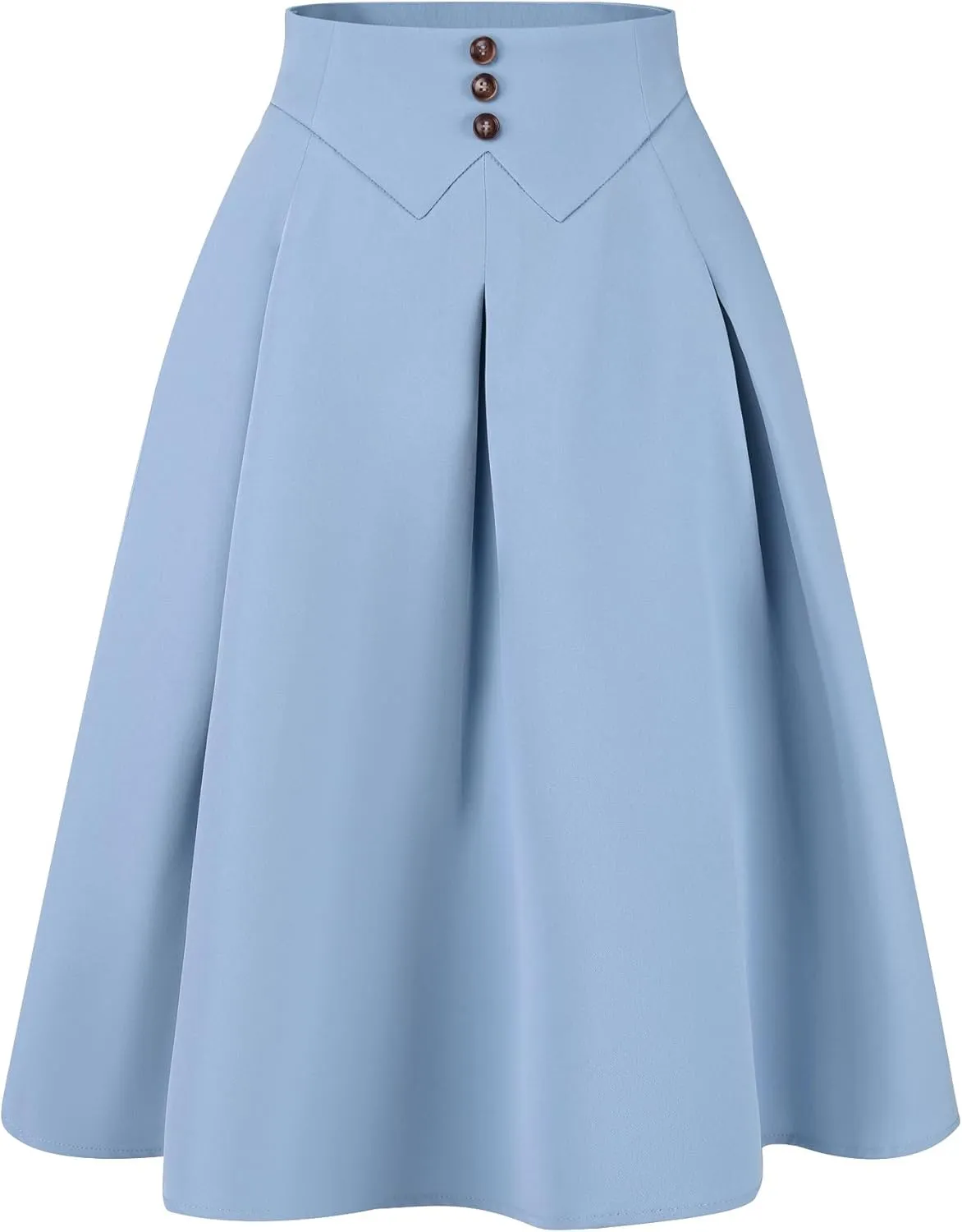 Allegra K Casual Office A-Line Skirt for Women's Button Decor High Waist Midi Flared Pleated Skirts